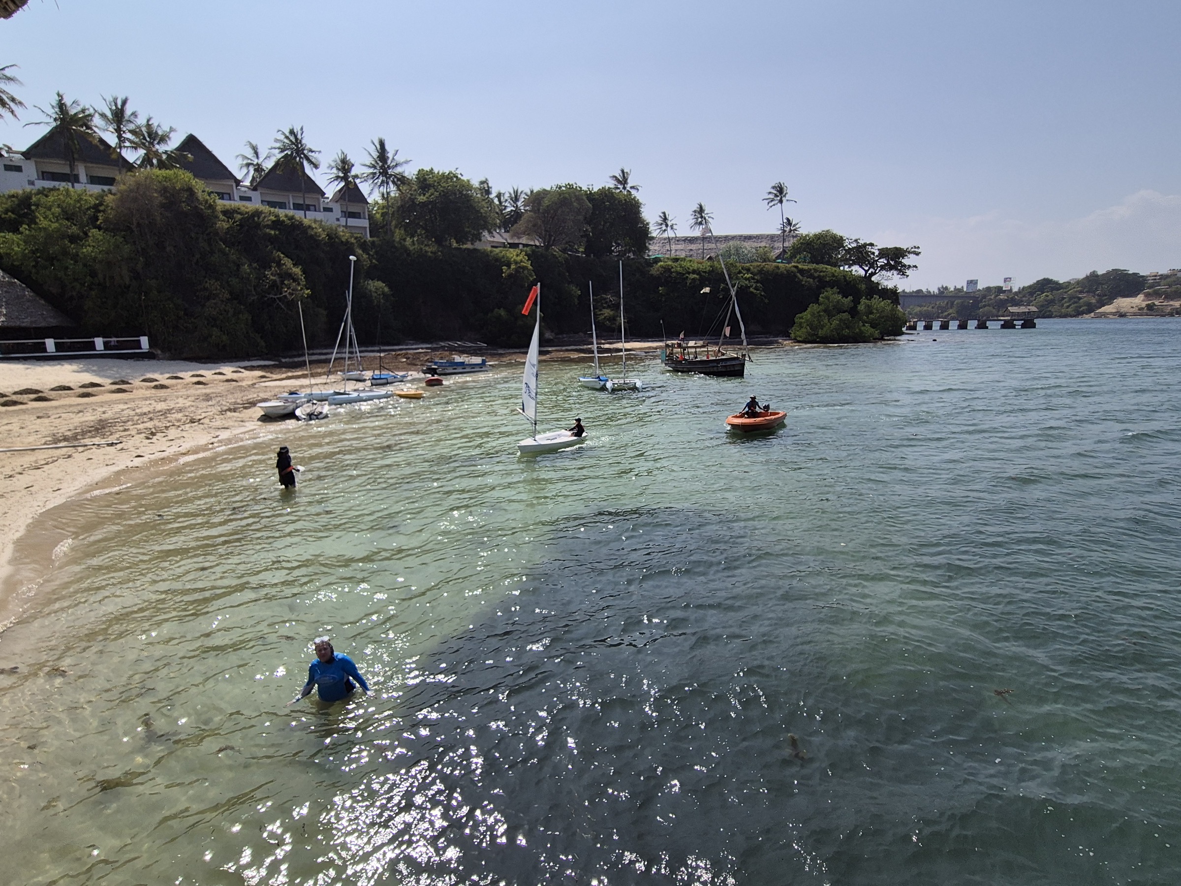 Mnarani Beach Club beach and moored dinghies